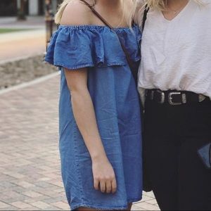 Off the shoulder denim dress